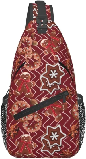 Gingerbread Man Spice Star Anise Cookies Cross Chest Bag Diagonally Hiking Crossbody Bag Travel Shoulder Daypack Lightweight Sling Backpack Cycling Daypacks Fitness Chest Backpacks