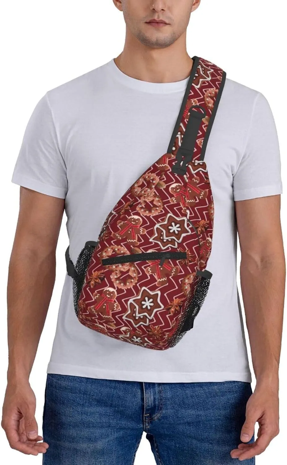 Gingerbread Man Spice Star Anise Cookies Cross Chest Bag Diagonally Hiking Crossbody Bag Travel Shoulder Daypack Lightweight Sling Backpack Cycling Daypacks Fitness Chest Backpacks