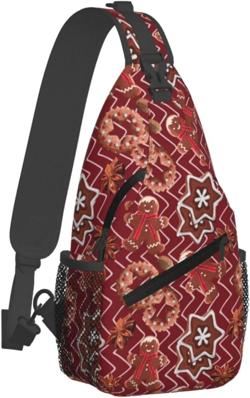Gingerbread Man Spice Star Anise Cookies Cross Chest Bag Diagonally Hiking Crossbody Bag Travel Shoulder Daypack Lightweight Sling Backpack Cycling Daypacks Fitness Chest Backpacks