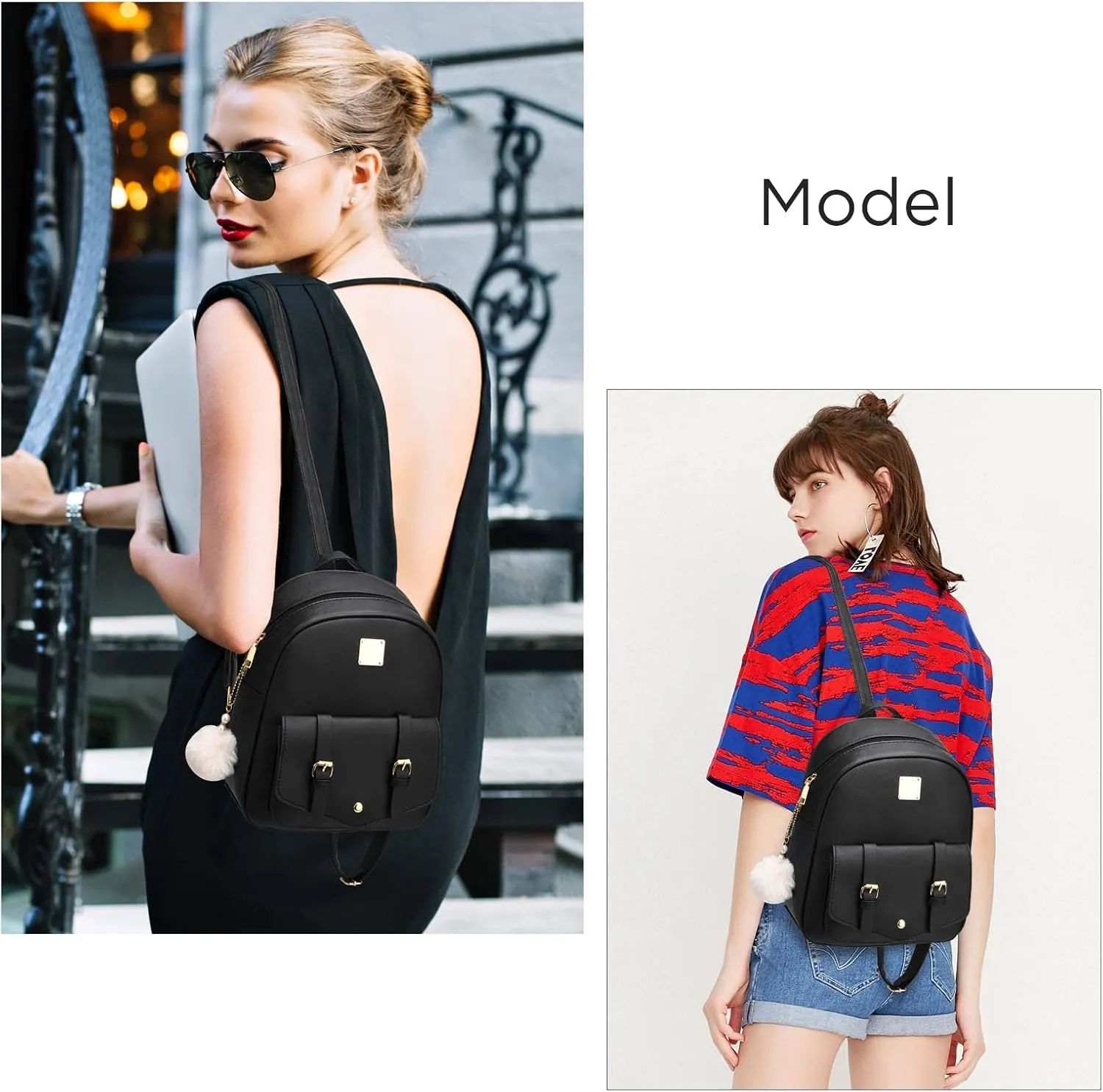 Girls 3-Pieces Fahsion Leather Backpack Purse Set for Women Rucksack for Ladies Satchel Bag for Girls