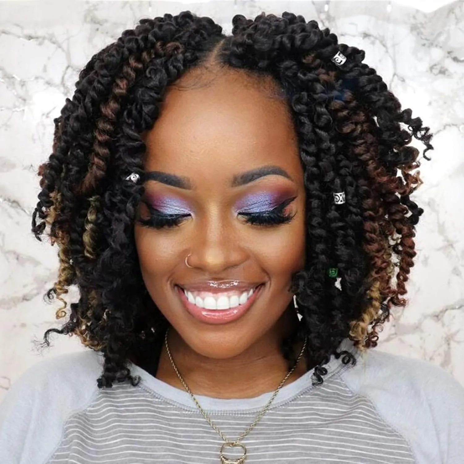 GIX Tiana Passion Twist Hair - 10 Inch Combo Packs(1B-6P T27-1P-T30-1P) Passion Twist Crochet Hair, Pre-Looped Pre-Twisted Synthetic Braiding Hair Extension (10 Inch, 1B-6P T27 T30-1P)