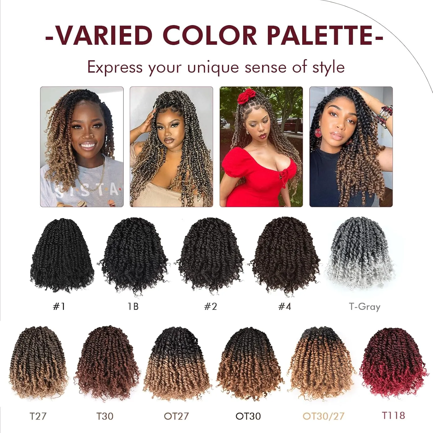 GIX Tiana Passion Twist Hair - 10 Inch Combo Packs(1B-6P T27-1P-T30-1P) Passion Twist Crochet Hair, Pre-Looped Pre-Twisted Synthetic Braiding Hair Extension (10 Inch, 1B-6P T27 T30-1P)