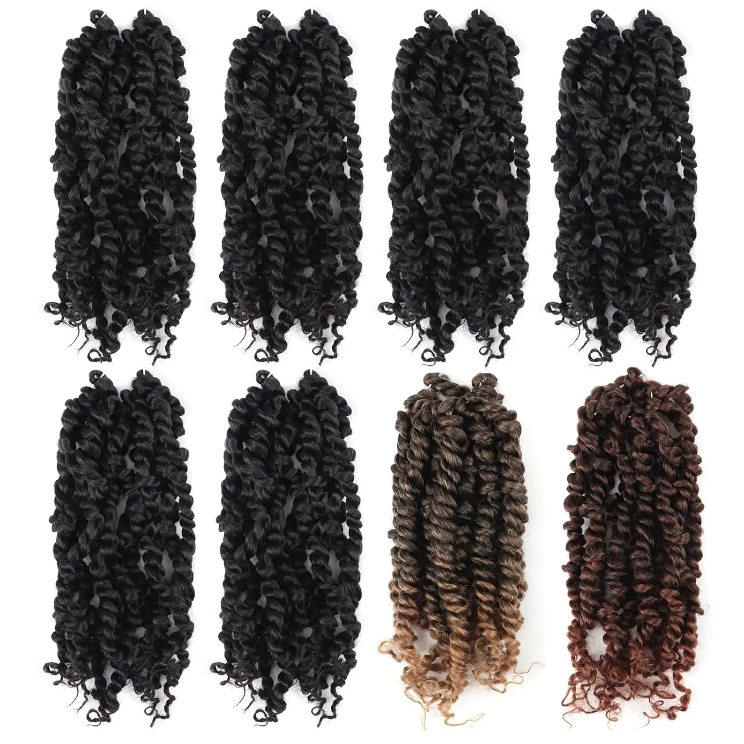 GIX Tiana Passion Twist Hair - 10 Inch Combo Packs(1B-6P T27-1P-T30-1P) Passion Twist Crochet Hair, Pre-Looped Pre-Twisted Synthetic Braiding Hair Extension (10 Inch, 1B-6P T27 T30-1P)