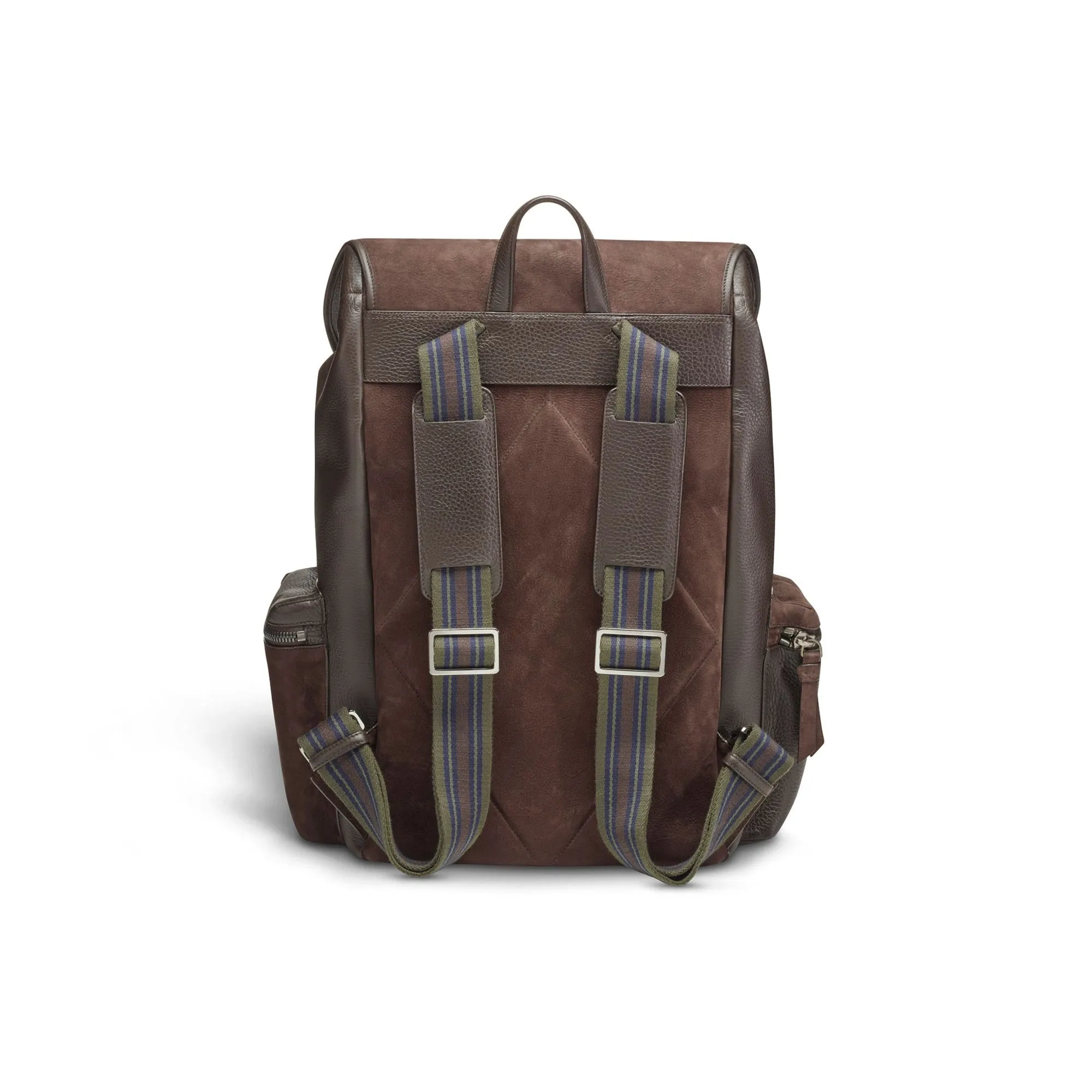 GMT Rucksack in Soft Grain Leather & Nubuck with Striped Webbing