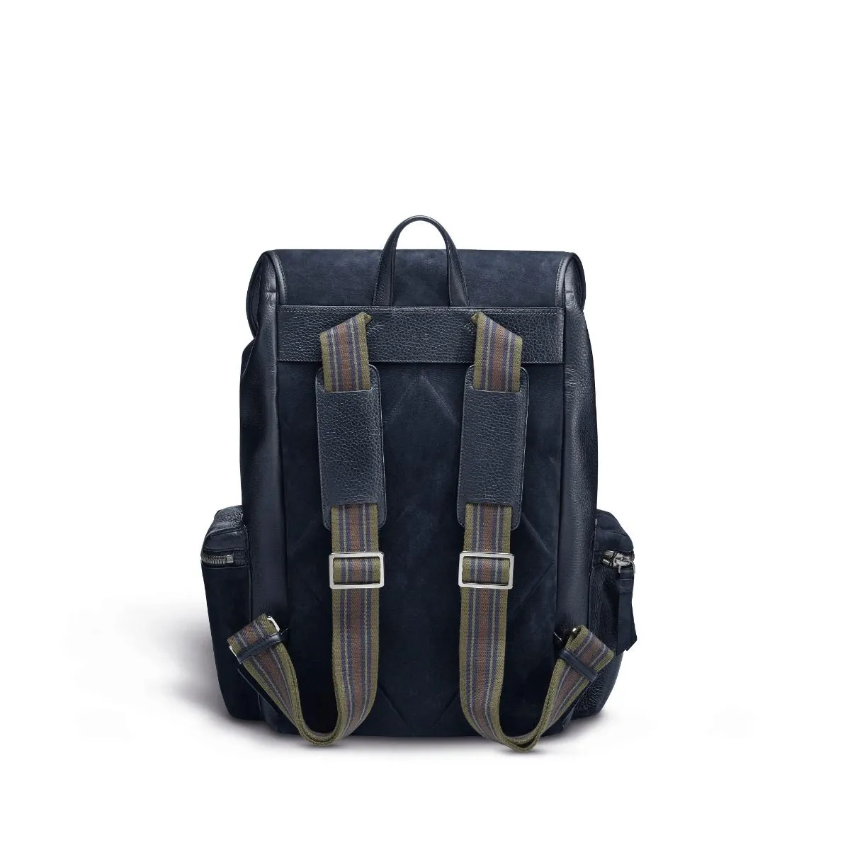 GMT Rucksack in Soft Grain Leather & Nubuck with Striped Webbing