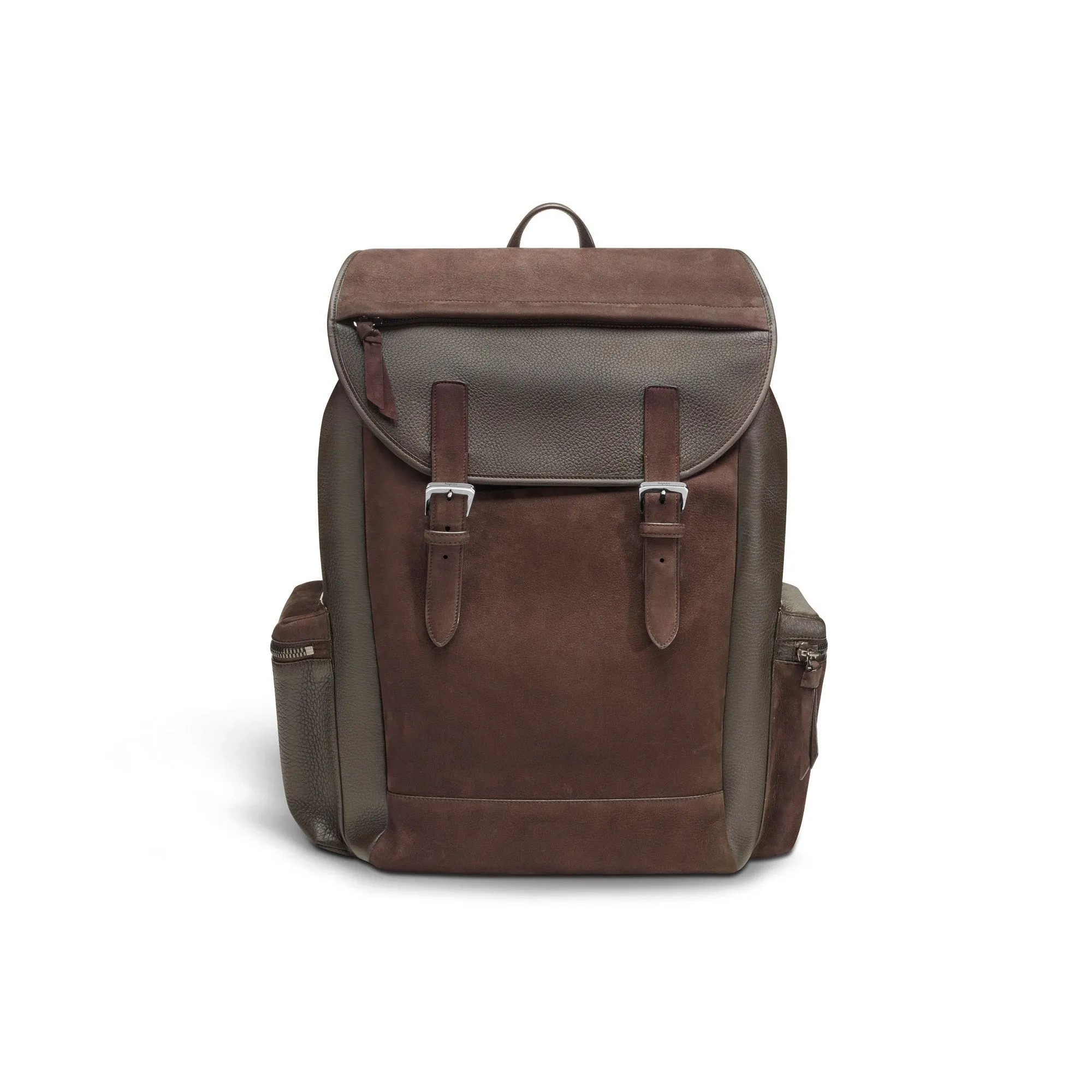 GMT Rucksack in Soft Grain Leather & Nubuck with Striped Webbing