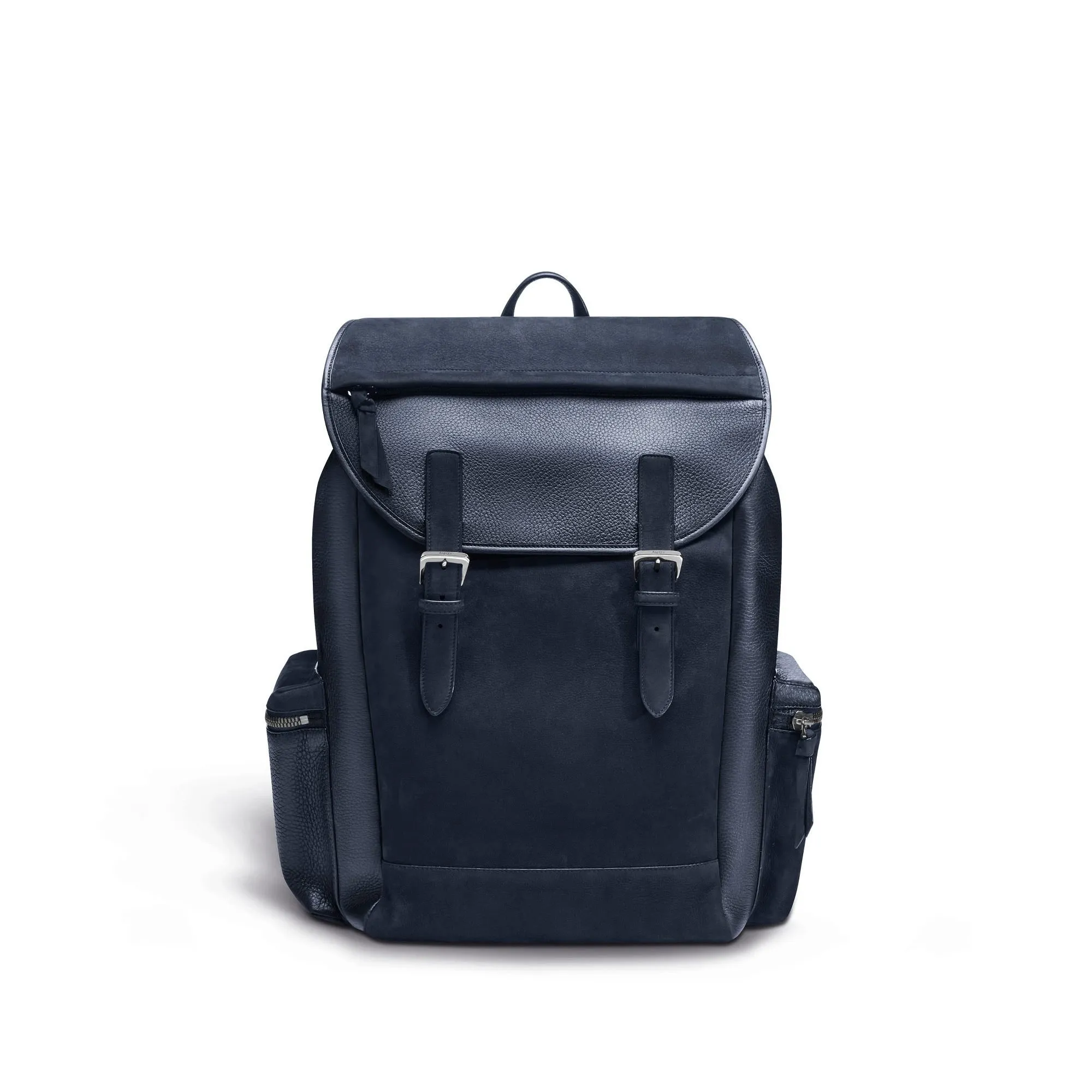 GMT Rucksack in Soft Grain Leather & Nubuck with Striped Webbing