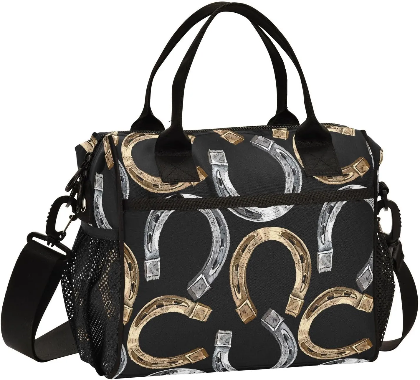 Golden Horseshoe Insulated Lunch Box Bag for Women Men Lunch Boxes Large Capacity Cooler Tote Bag Reusable with Adjustable Strap for Work Adult Travel, 9L