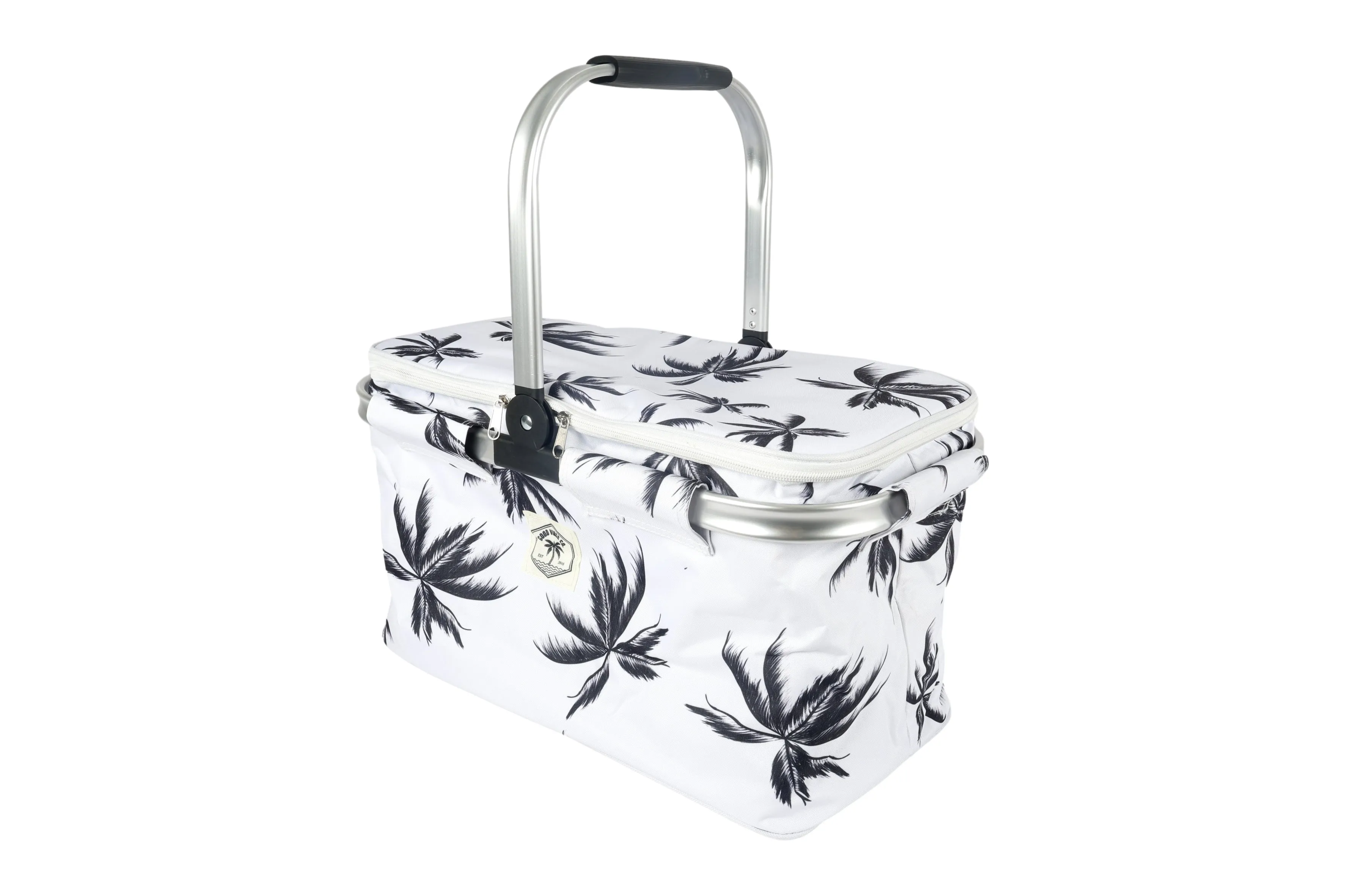 Good Vibes™ Insulated Market Cooler Bag, Aluminium Frame, Fully Zipped, Collapsible - Havana