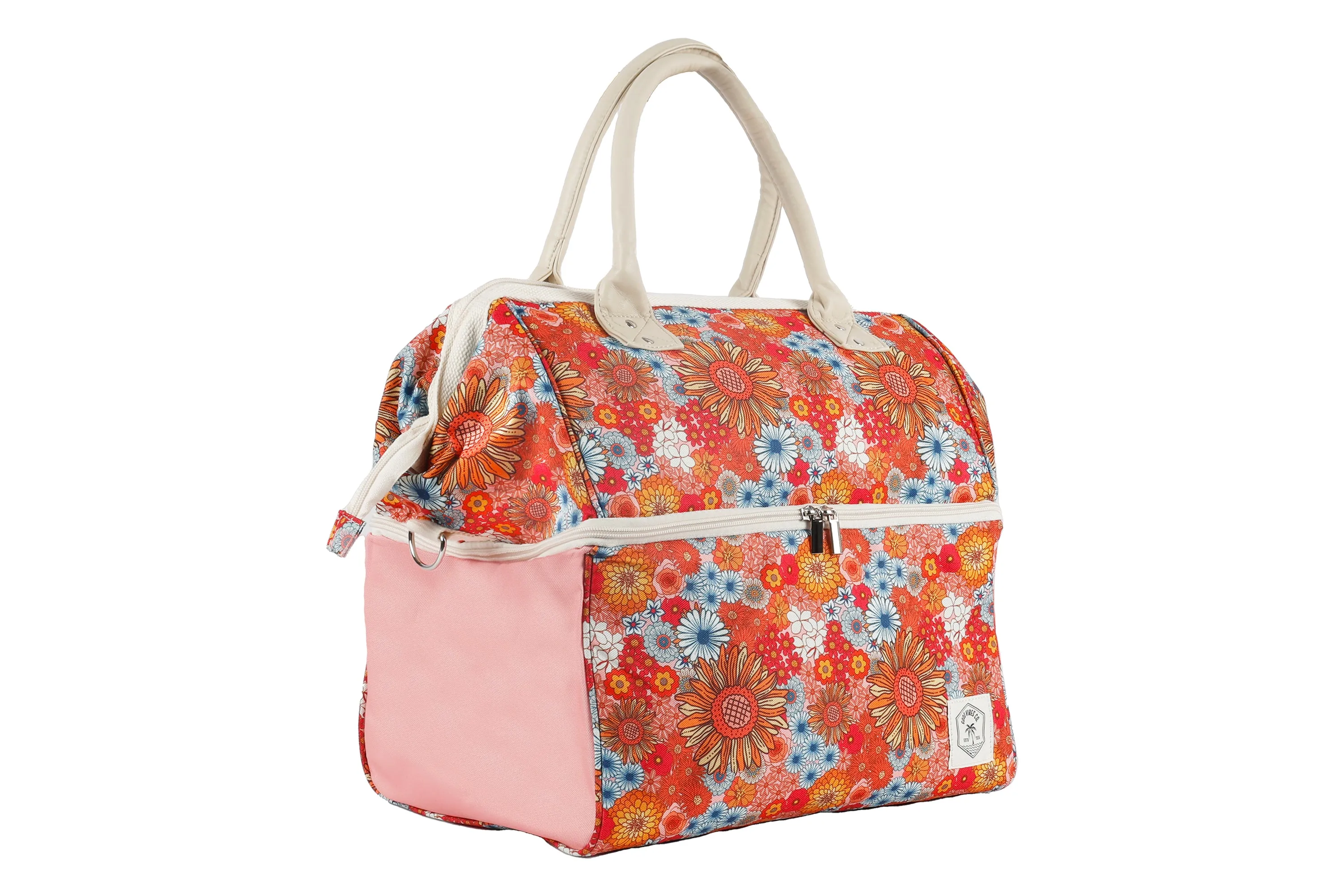 Good Vibes™ Premium Insulated Picnic Cooler Bag, Carry Handles, 2 Separate Compartments, Holds 24  Cans - Retro Summer