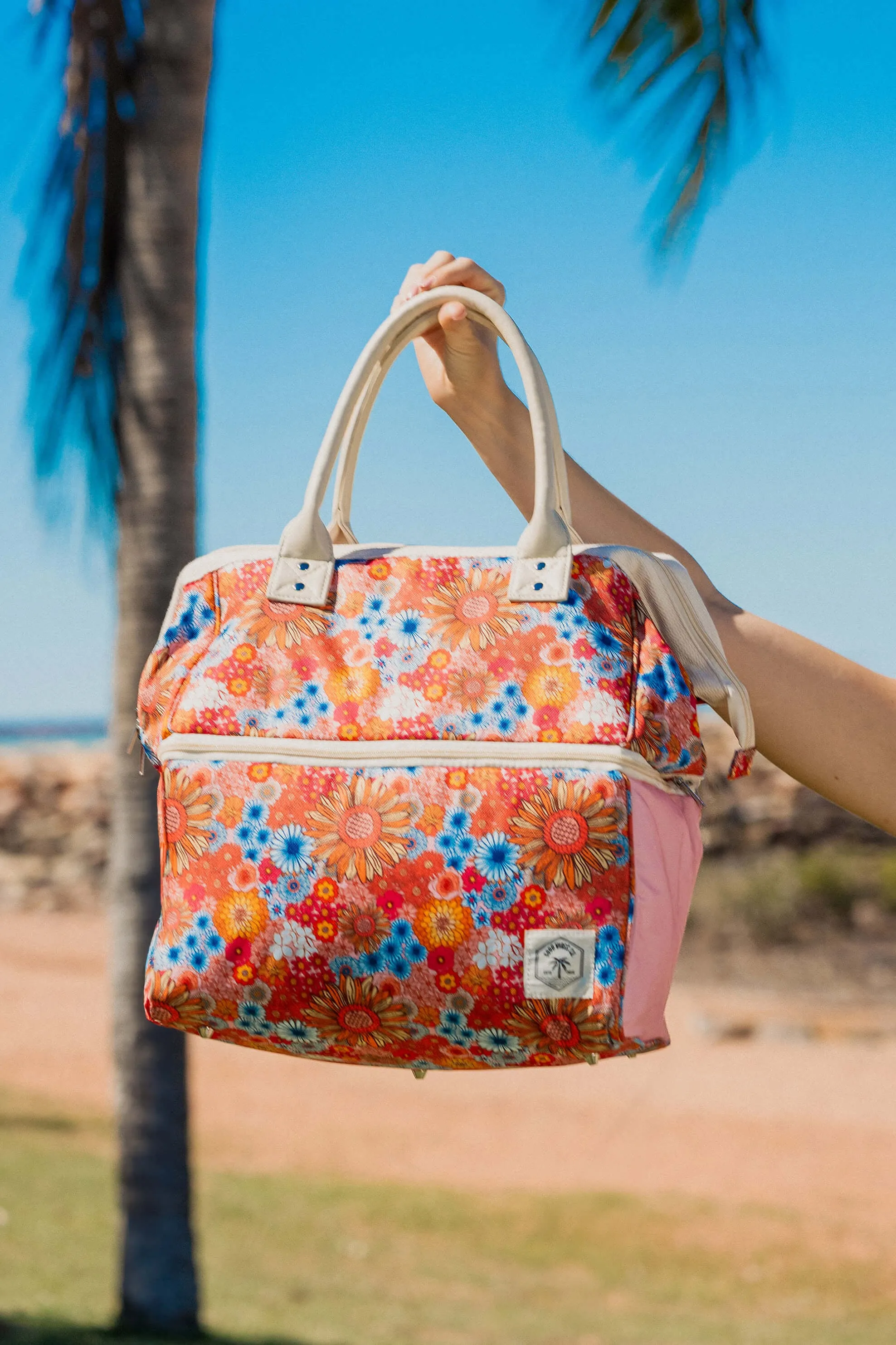 Good Vibes™ Premium Insulated Picnic Cooler Bag, Carry Handles, 2 Separate Compartments, Holds 24  Cans - Retro Summer