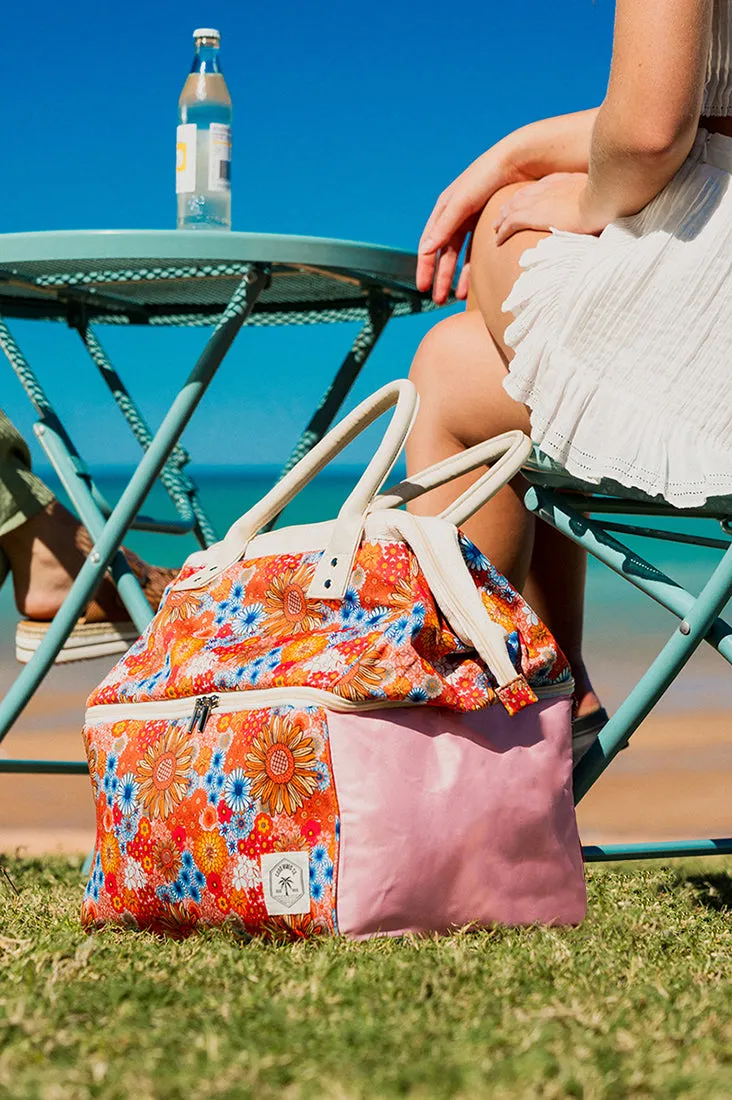 Good Vibes™ Premium Insulated Picnic Cooler Bag, Carry Handles, 2 Separate Compartments, Holds 24  Cans - Retro Summer