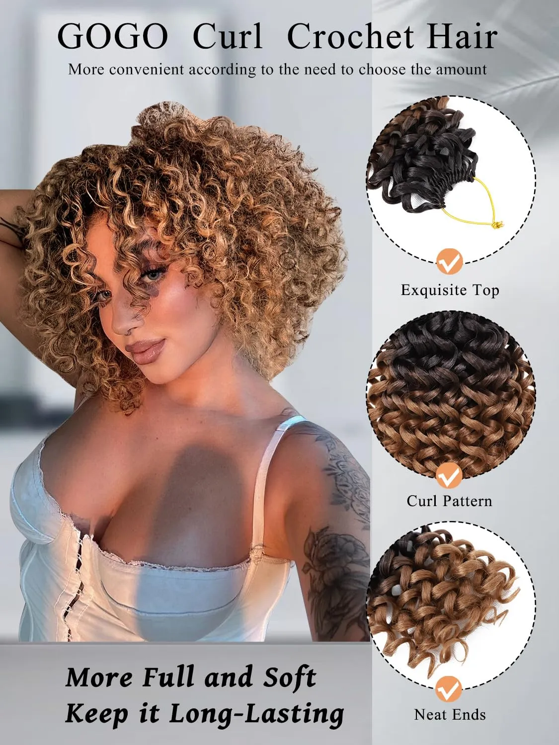 Gowit Gogo Curl Crochet Hair - 8 Inch, 6 Packs Short Curly Brown Deep Ocean Wave Synthetic Crochet Braids (8",OT4/30)