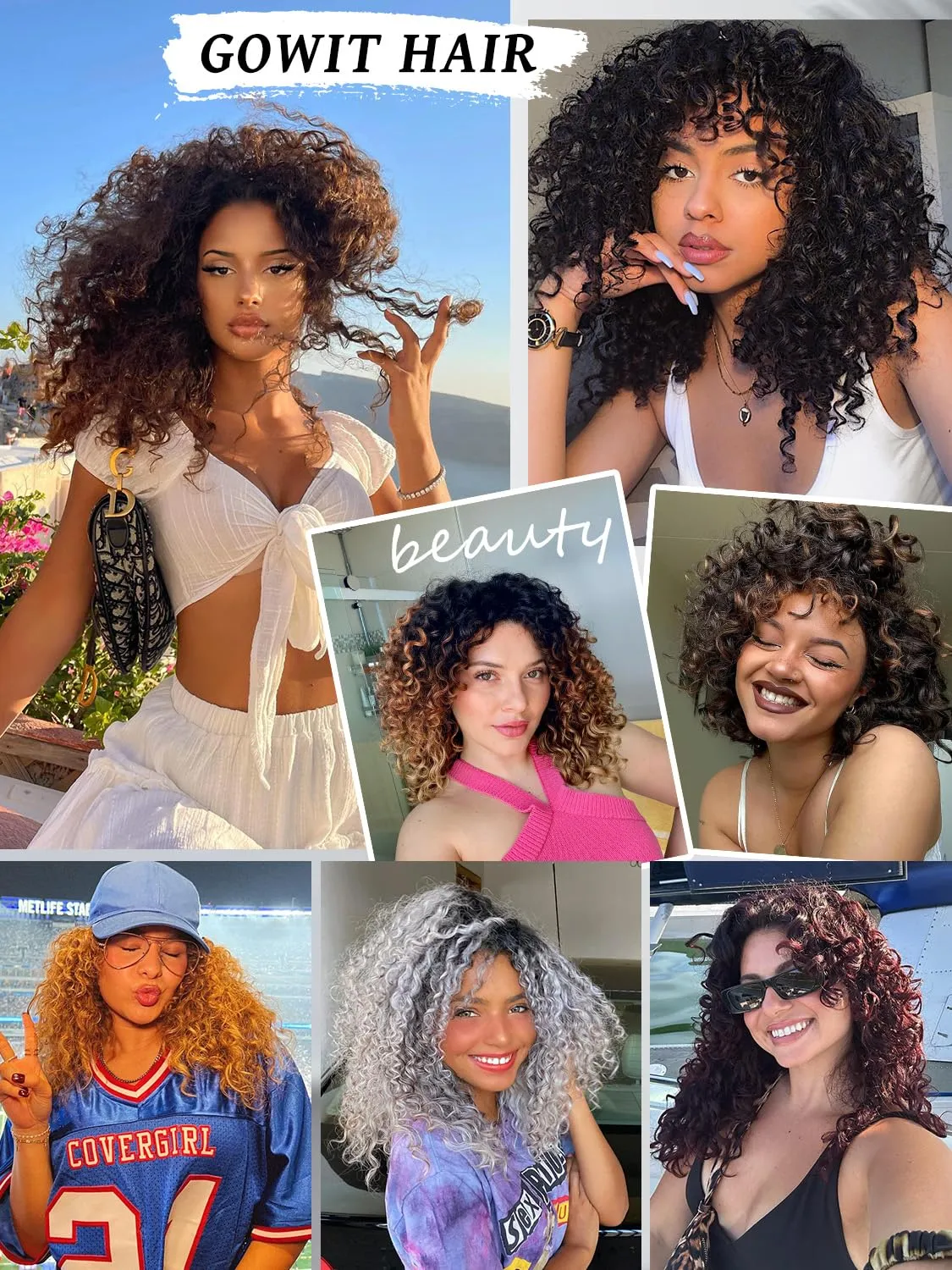 Gowit Gogo Curl Crochet Hair - 8 Inch, 6 Packs Short Curly Brown Deep Ocean Wave Synthetic Crochet Braids (8",OT4/30)