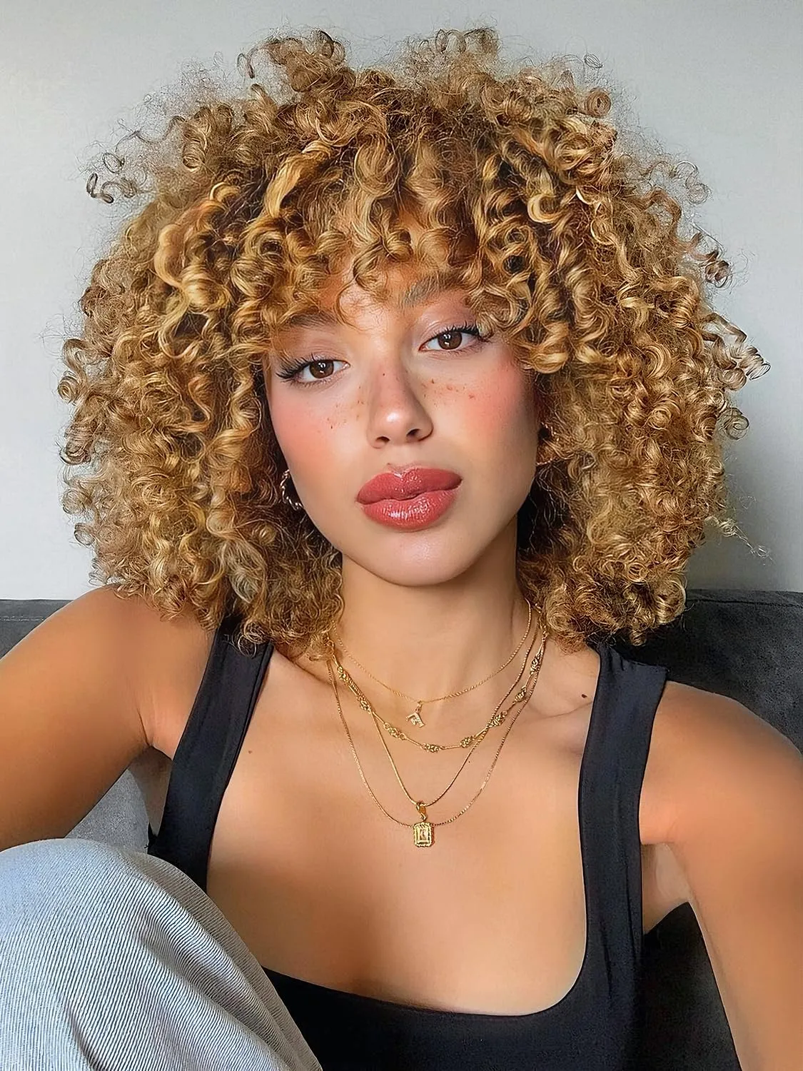 GOWIT Gogo Curl Crochet Hair 8 Inch 6 Packs Short Curly Crochet Hair for Black Women Honey Blonde Deep Ocean Wave Crochet Hair Synthetic Crochet Braids (8inch,27#)