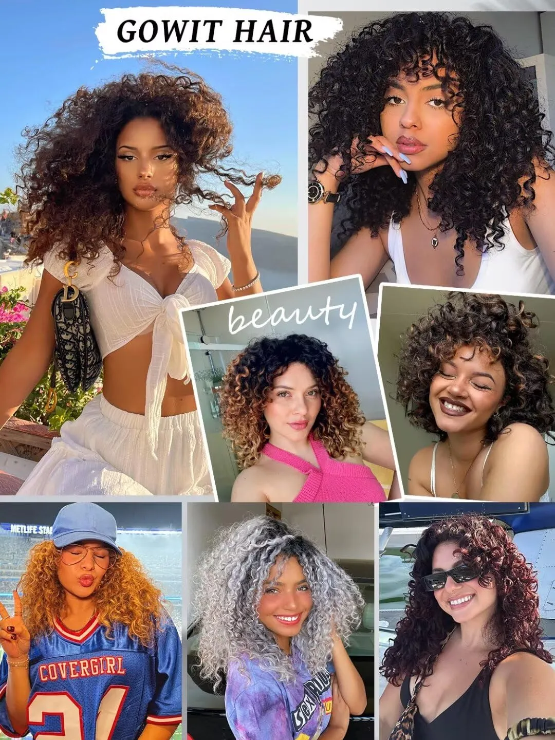 GOWIT Gogo Curl Crochet Hair 8 Inch 6 Packs Short Curly Crochet Hair for Black Women Honey Blonde Deep Ocean Wave Crochet Hair Synthetic Crochet Braids (8inch,27#)
