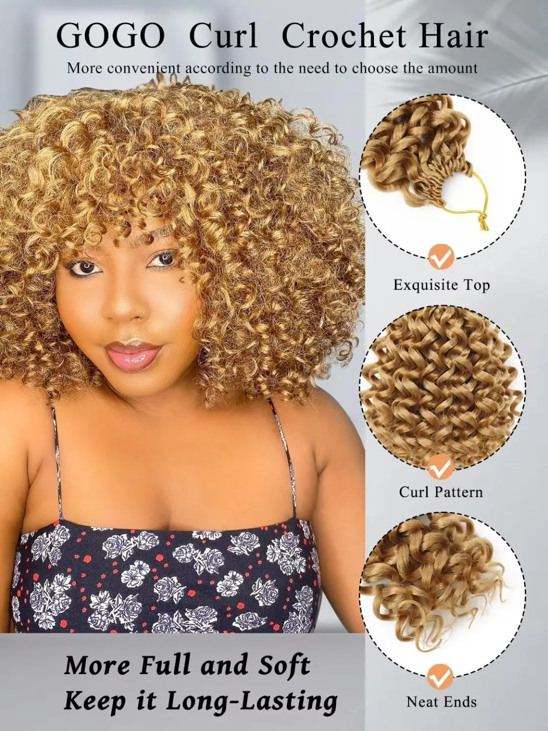 GOWIT Gogo Curl Crochet Hair 8 Inch 6 Packs Short Curly Crochet Hair for Black Women Honey Blonde Deep Ocean Wave Crochet Hair Synthetic Crochet Braids (8inch,27#)