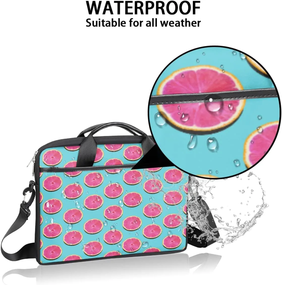 Grape Wine Bottle Laptop Shoulder Messenger Bag Waterproof Laptop Briefcase Handle Padded Strap