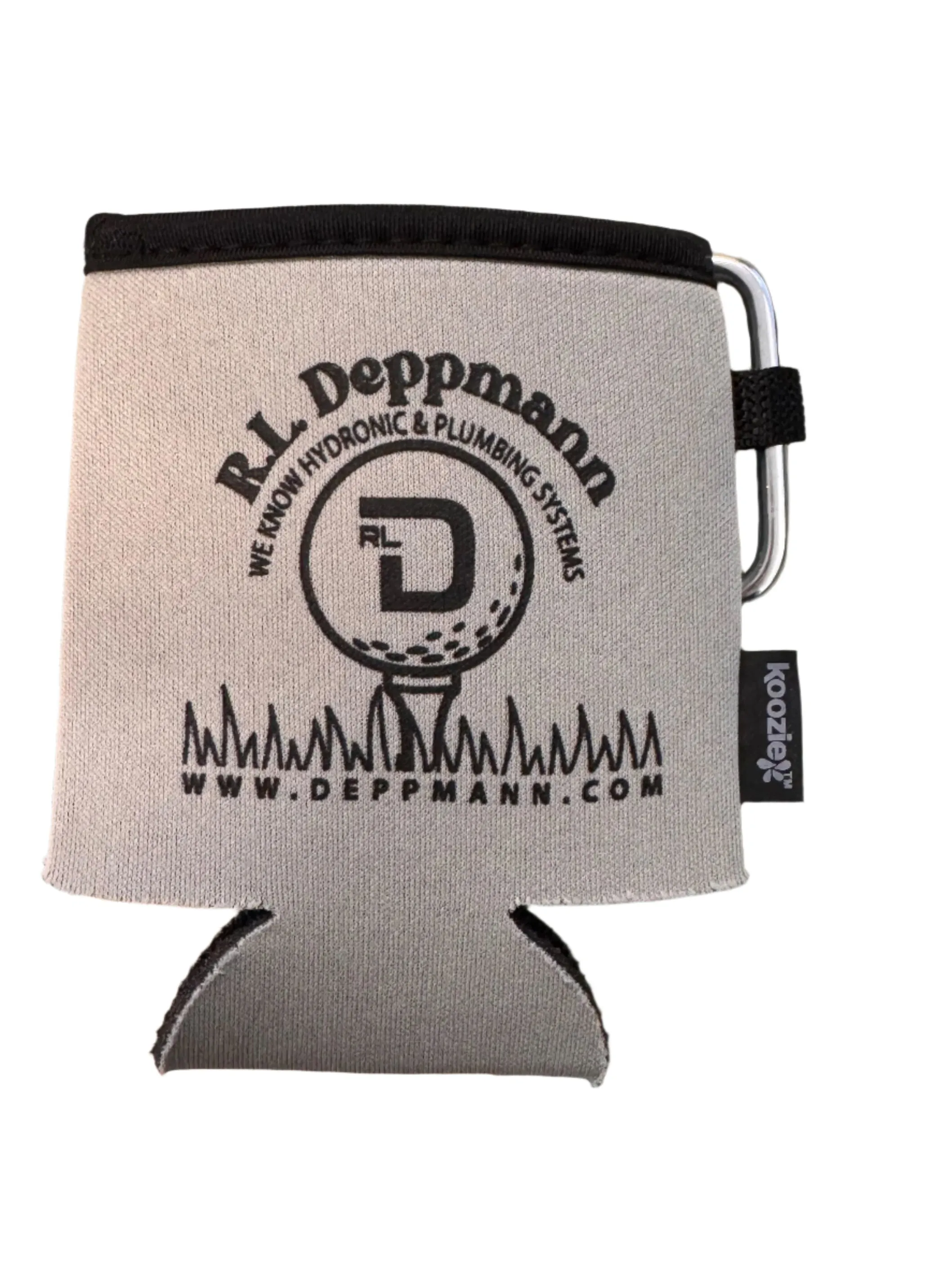 Gray RLD Collapsible Koozie® Can Kooler with Carabiner