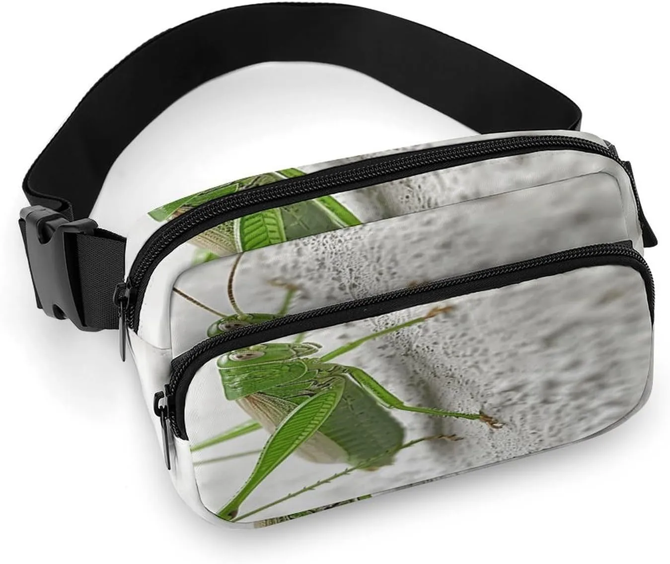 Green Grasshopper Image Fanny Pack Belt Bag with Adjustable Strap Fashion Waist Bag for Outdoor Sports Hiking