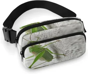 Green Grasshopper Image Fanny Pack Belt Bag with Adjustable Strap Fashion Waist Bag for Outdoor Sports Hiking
