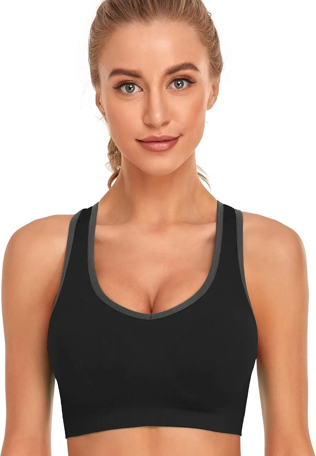 GXXGE Padded Racerback Sports Bras for Women High Impact Workout Yoga Gym Activewear Fitness Bra