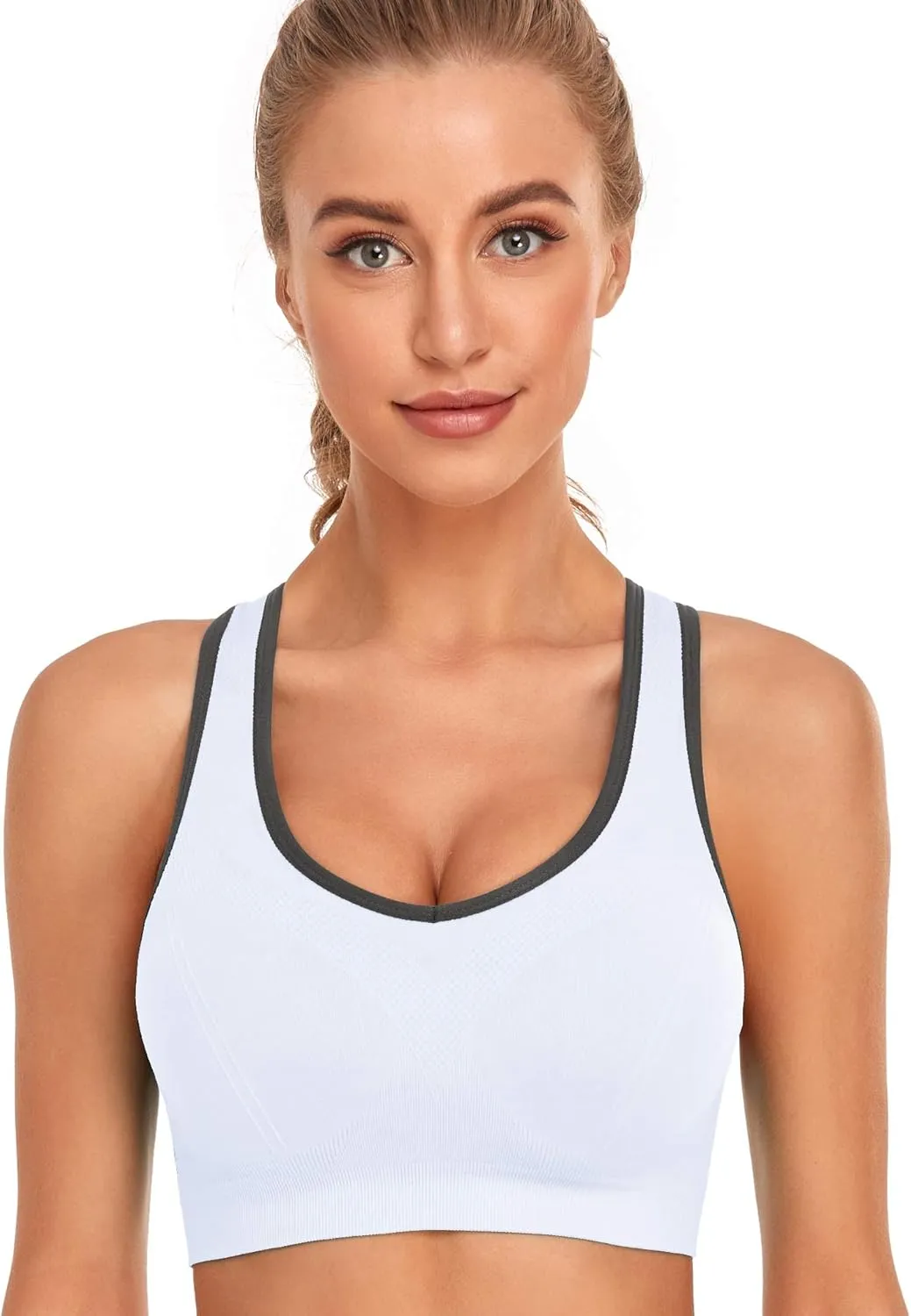 GXXGE Padded Racerback Sports Bras for Women High Impact Workout Yoga Gym Activewear Fitness Bra