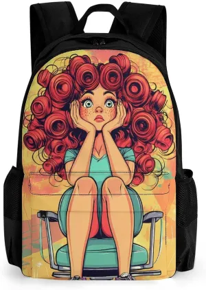Hair Haircut Perm Day Fashion Backpack Light Weight Daily Travel Hiking Laptop Shoulder Bag