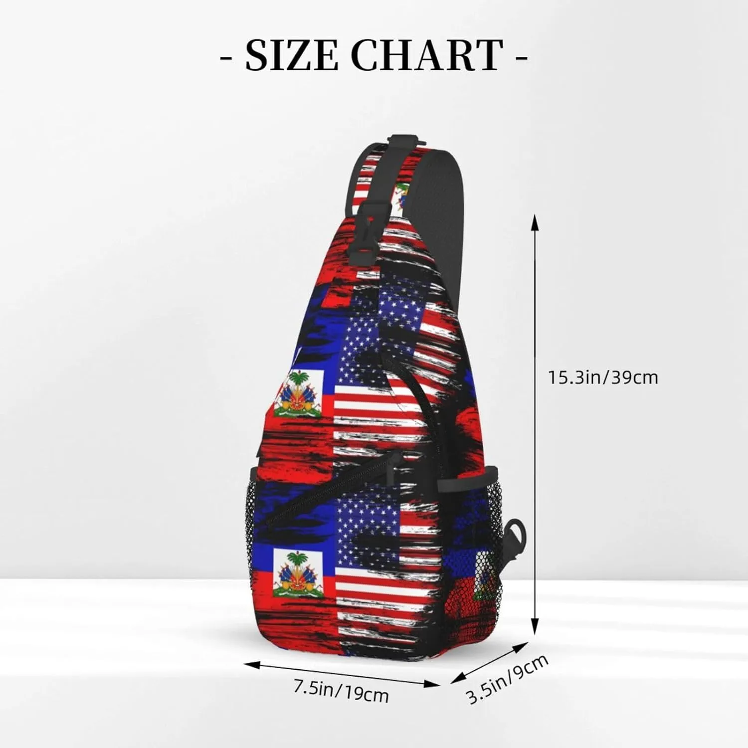 Haiti Haitian American Flag Crossbody Bag Cross Chest Bag Adjustable Sling Backpack Sports Gym Shoulder Bags Travel Cycling Daypack Diagonally Casual Rucksack