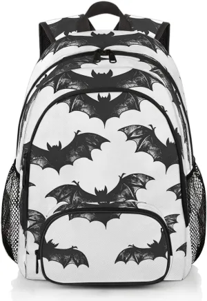Halloween Bat Carry on Travel Backpack for Women Men Water resistant Lightweight Rucksack Backpack for Weekender Casual Work Hiking Bat Scary Pattern Print