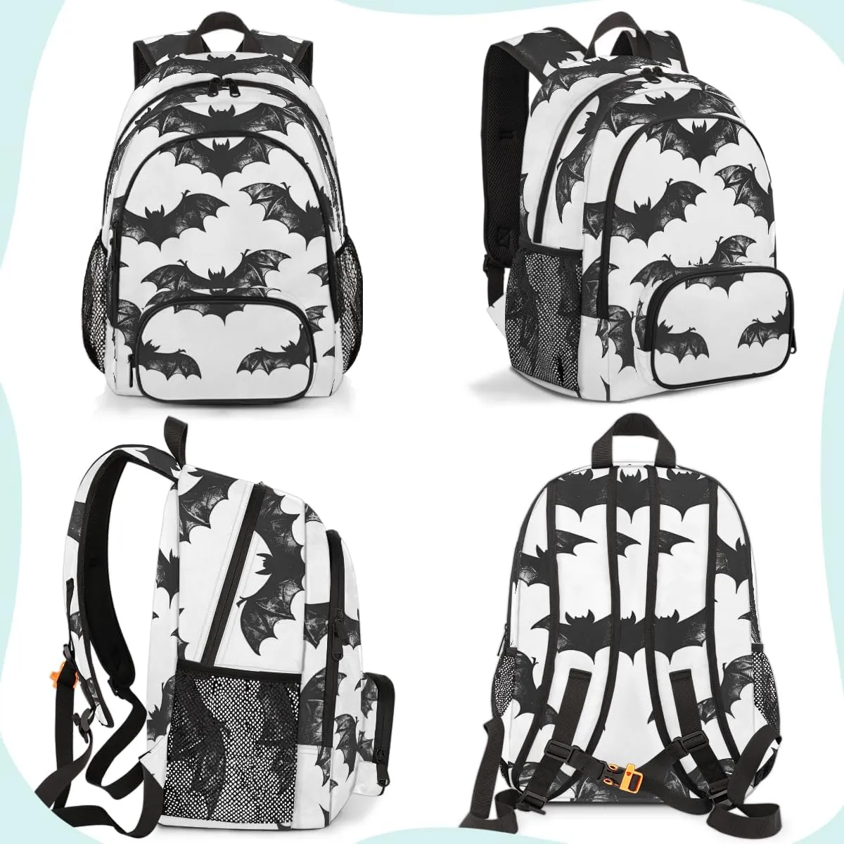 Halloween Bat Carry on Travel Backpack for Women Men Water resistant Lightweight Rucksack Backpack for Weekender Casual Work Hiking Bat Scary Pattern Print