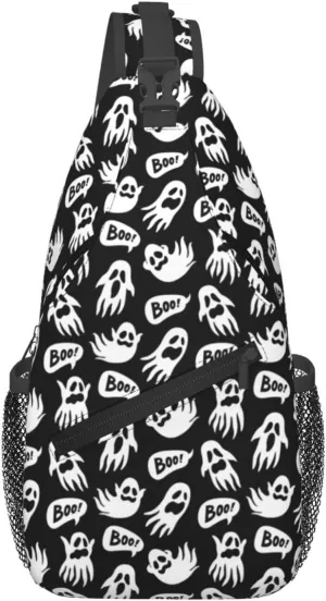 Halloween Horrify Ghosts Boo Cross Chest Bag Diagonally Hiking Crossbody Bag Travel Shoulder Daypack Lightweight Sling Backpack Cycling Daypacks Fitness Chest Backpacks