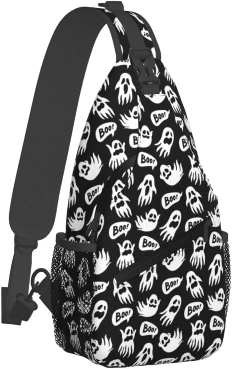 Halloween Horrify Ghosts Boo Cross Chest Bag Diagonally Hiking Crossbody Bag Travel Shoulder Daypack Lightweight Sling Backpack Cycling Daypacks Fitness Chest Backpacks