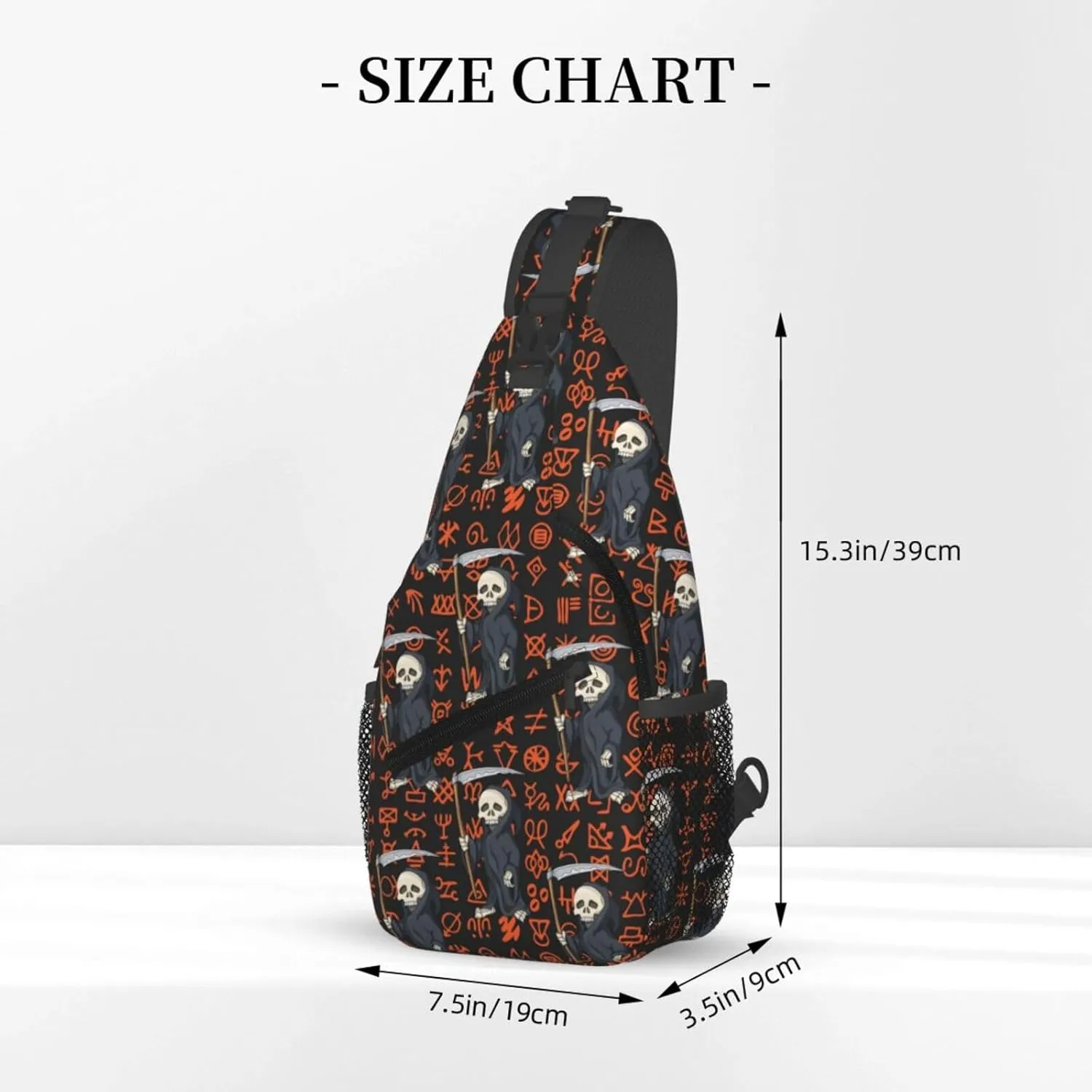 Halloween Skeletons Sickle Special Symbols Cross Chest Bag Diagonally Hiking Crossbody Bag Travel Shoulder Daypack Lightweight Sling Backpack Cycling Daypacks Fitness Chest Backpacks