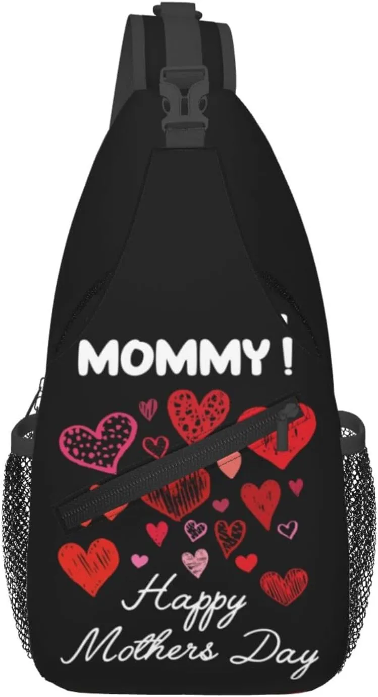 Happy Mothers Day Best Wishes Love Crossbody Bag Cross Chest Bag Adjustable Sling Backpack Sports Gym Shoulder Bags Travel Cycling Daypack Diagonally Casual Rucksack