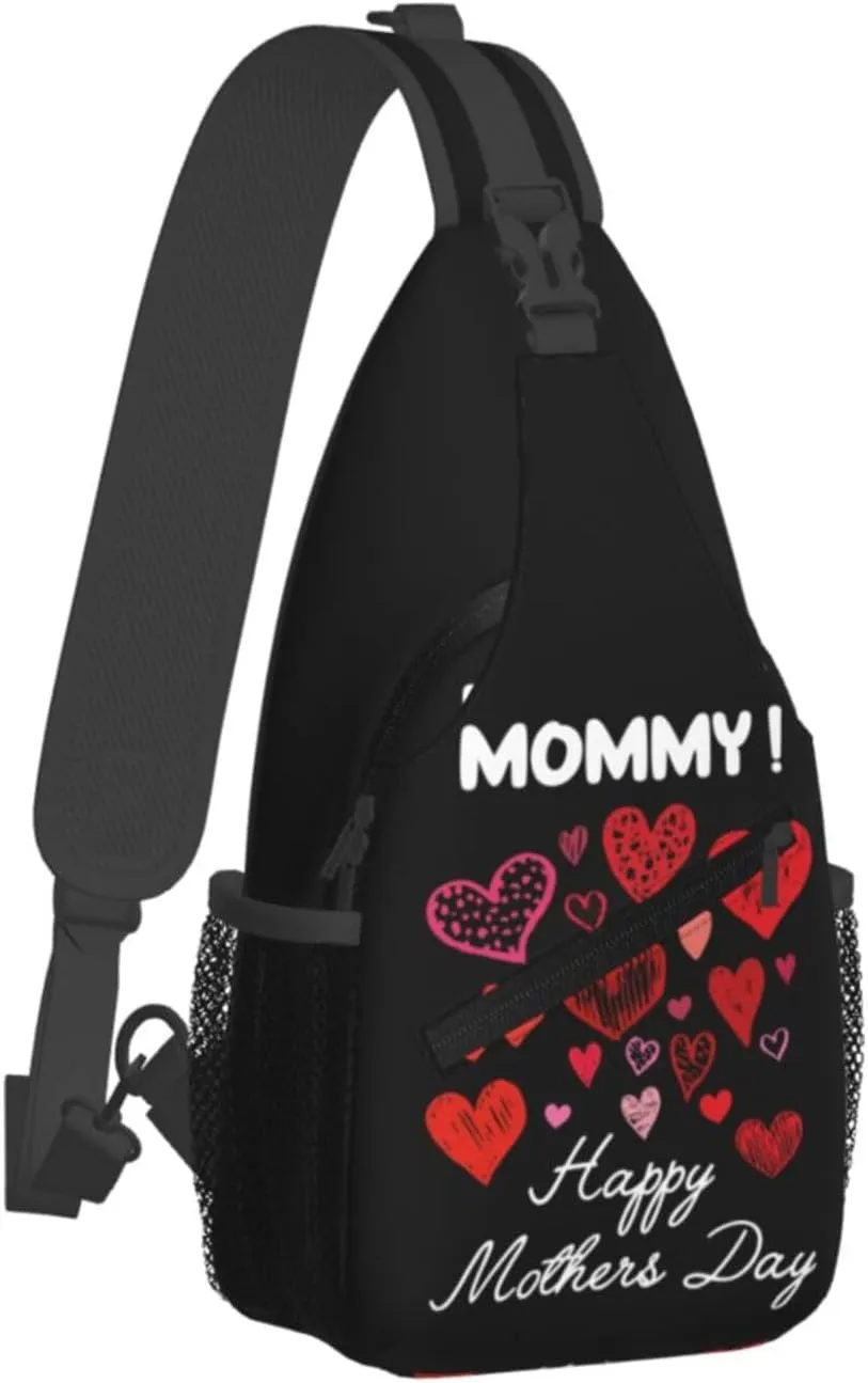 Happy Mothers Day Best Wishes Love Crossbody Bag Cross Chest Bag Adjustable Sling Backpack Sports Gym Shoulder Bags Travel Cycling Daypack Diagonally Casual Rucksack