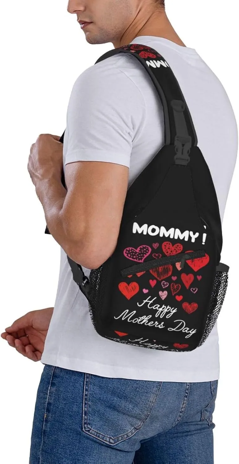 Happy Mothers Day Best Wishes Love Crossbody Bag Cross Chest Bag Adjustable Sling Backpack Sports Gym Shoulder Bags Travel Cycling Daypack Diagonally Casual Rucksack
