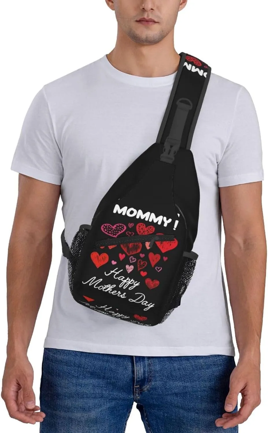 Happy Mothers Day Best Wishes Love Crossbody Bag Cross Chest Bag Adjustable Sling Backpack Sports Gym Shoulder Bags Travel Cycling Daypack Diagonally Casual Rucksack