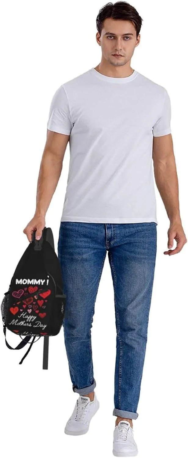 Happy Mothers Day Best Wishes Love Crossbody Bag Cross Chest Bag Adjustable Sling Backpack Sports Gym Shoulder Bags Travel Cycling Daypack Diagonally Casual Rucksack
