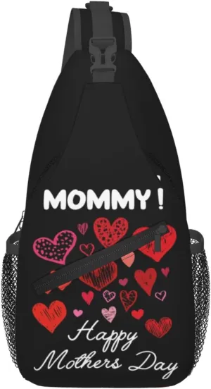 Happy Mothers Day Best Wishes Love Crossbody Bag Cross Chest Bag Adjustable Sling Backpack Sports Gym Shoulder Bags Travel Cycling Daypack Diagonally Casual Rucksack