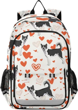Hatches Hearts Pattern Backpack for Boys Girls Elementary School Bag Kids Bookbag Travel Rucksack With Reflective Stripes