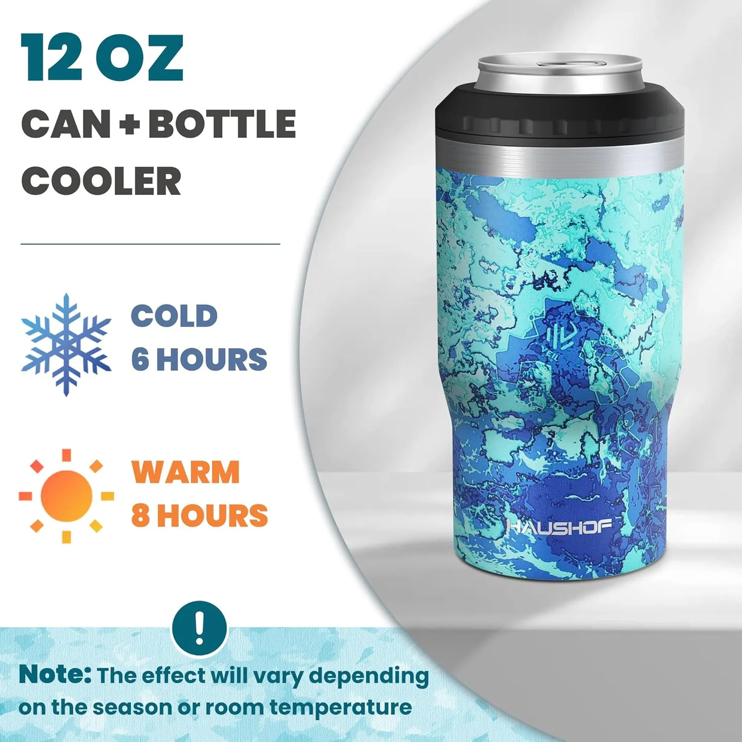 HAUSHOF Can Cooler, 12 oz Slim Can Cooler, 4 in 1 Insulated Beer Can Cooler, Fits for 12 oz Standard Can|12 oz Slim Can|12 oz Beer Bottle, Perfect for Camping, Beach, Picnic