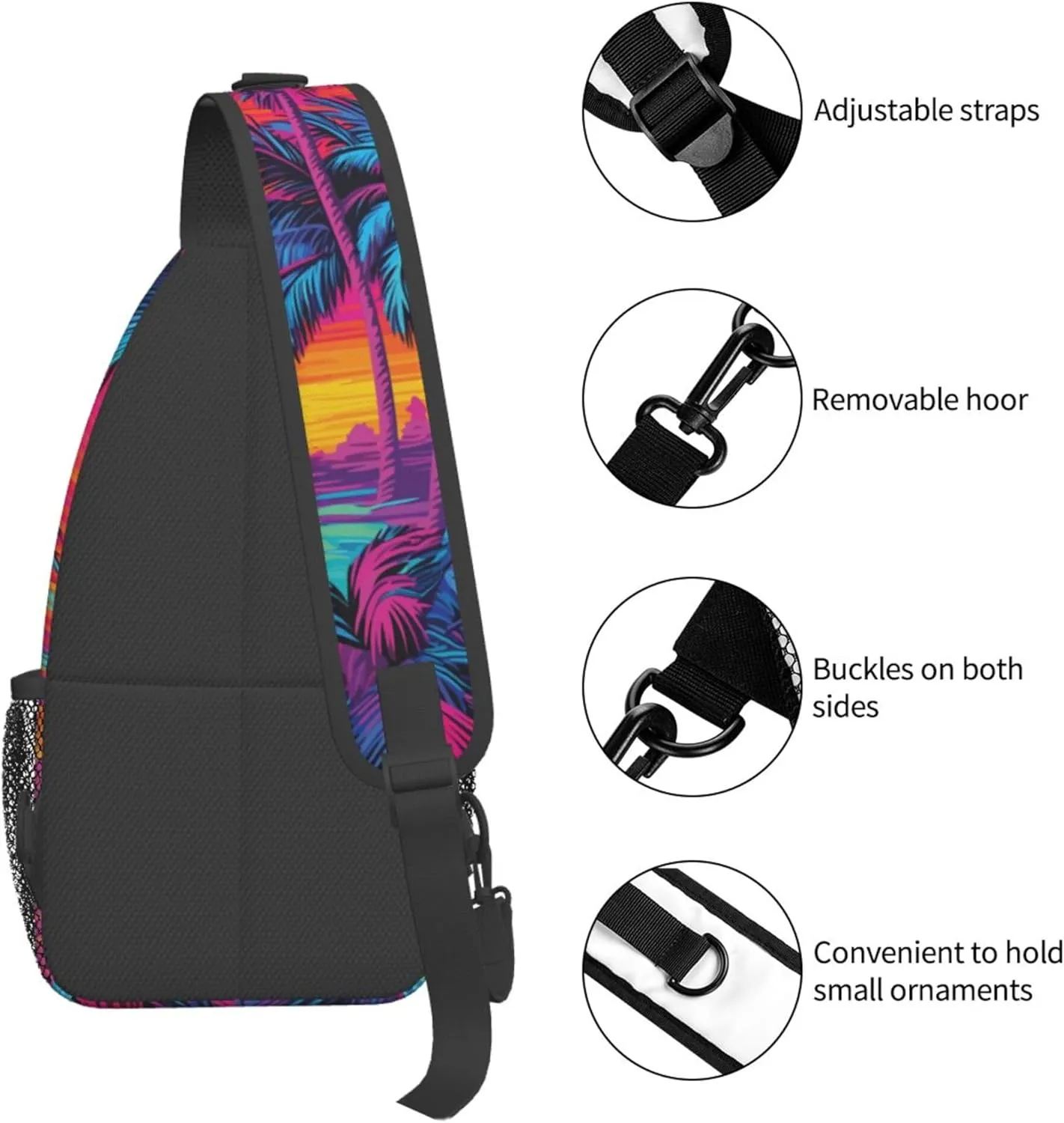 Hawaii Summer Tropical Sling Backpack Crossbody Bag, Chest Bag Daypack for Outdoors Hiking Traveling