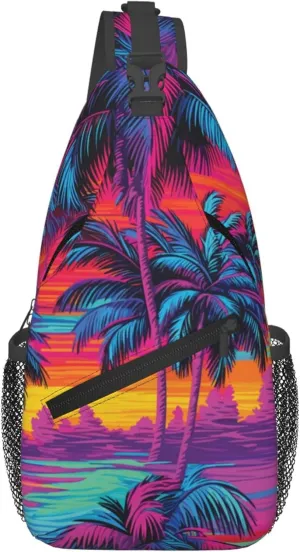 Hawaii Summer Tropical Sling Backpack Crossbody Bag, Chest Bag Daypack for Outdoors Hiking Traveling