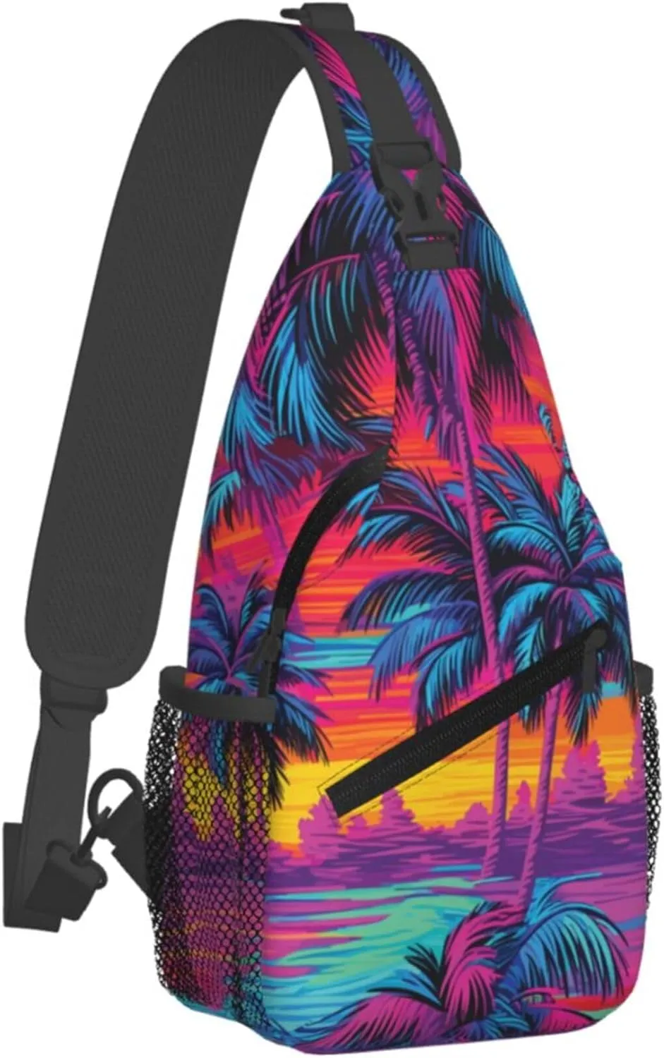 Hawaii Summer Tropical Sling Backpack Crossbody Bag, Chest Bag Daypack for Outdoors Hiking Traveling
