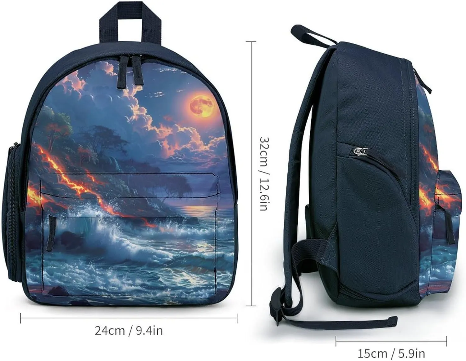 Hawaii Volcanic Eruption Lava in Moon Cute Backpack Lightweight Mini Shoulder Bag Travel Daypack for Camping Picnic