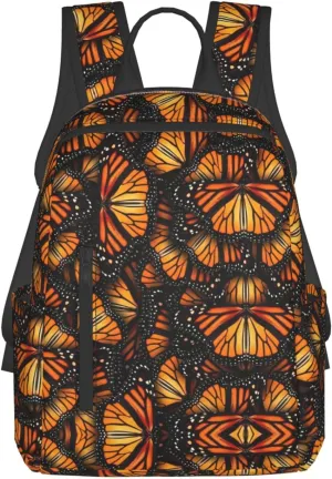 Heaps of Orange Monarch Butterflies Print Lightweight Hiking Backpack Travel Bags Casual Daypacks Unisex Polyester backpacks