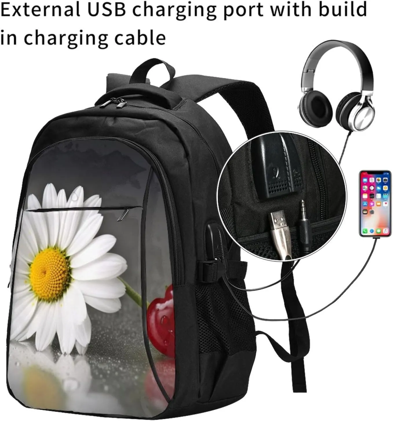 Heart Love Romance Travel Backpack With Usb Port For Women Usb Classic Backpack Work Bag Computer Purse For Man
