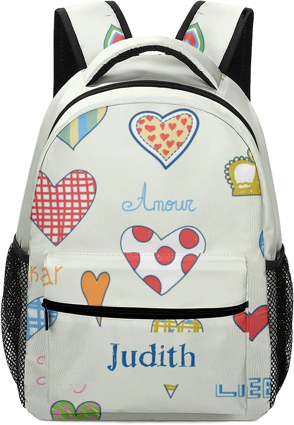 Hearts Custom Kids Backpack, Personalized Student School Bags for Boys & Girls, Bookbags with Adjustable Strapfor Travel