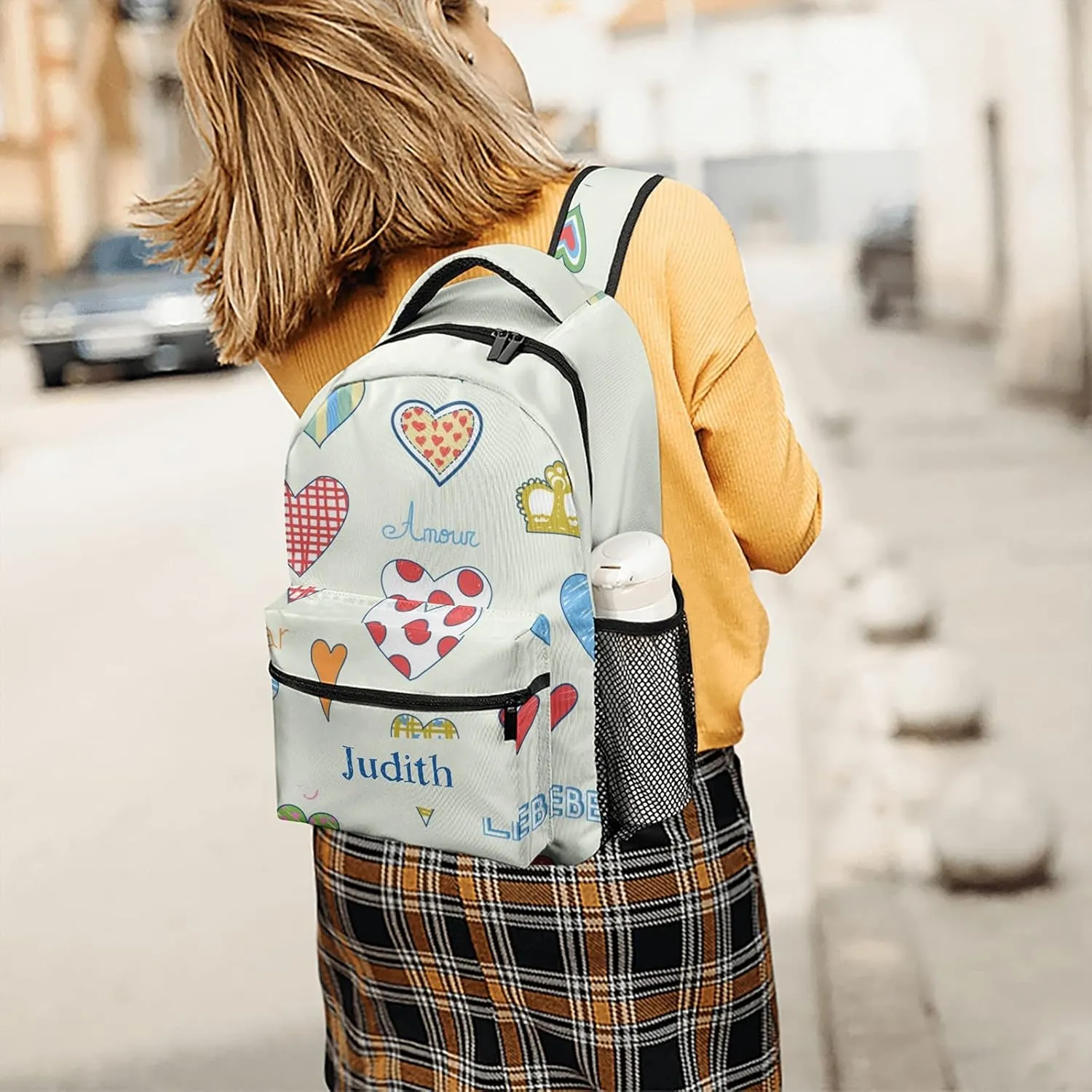 Hearts Custom Kids Backpack, Personalized Student School Bags for Boys & Girls, Bookbags with Adjustable Strapfor Travel